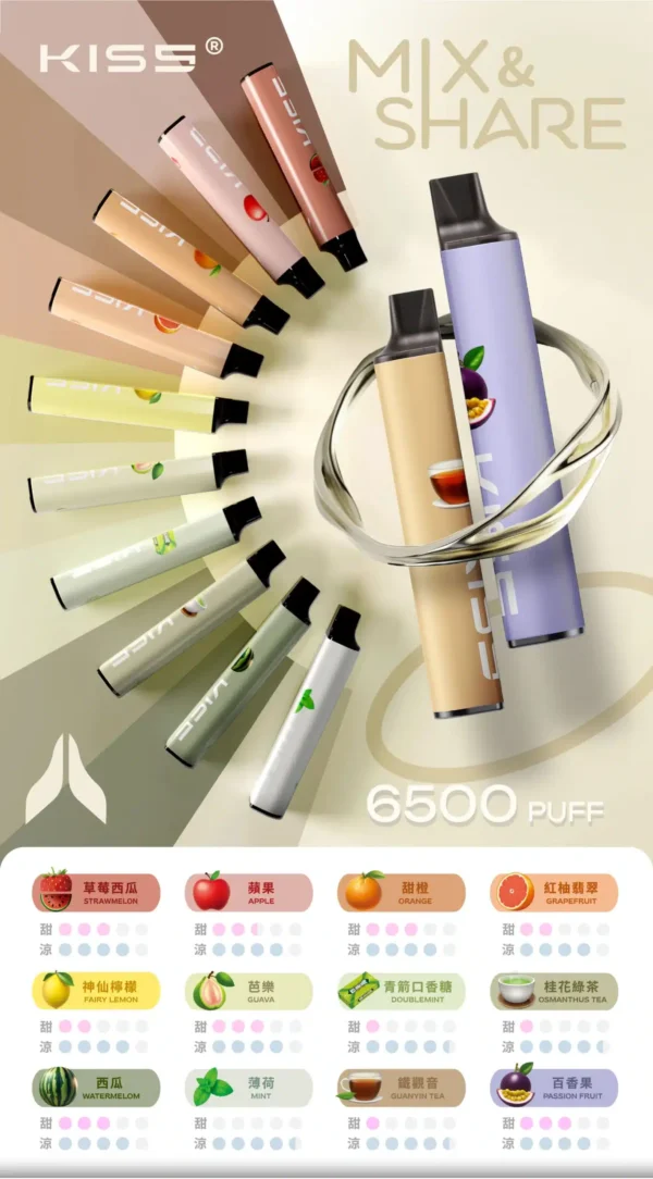 KIS5 6500口拋棄式電子煙 鎧斯一次性煙桿 MIX&SHARE