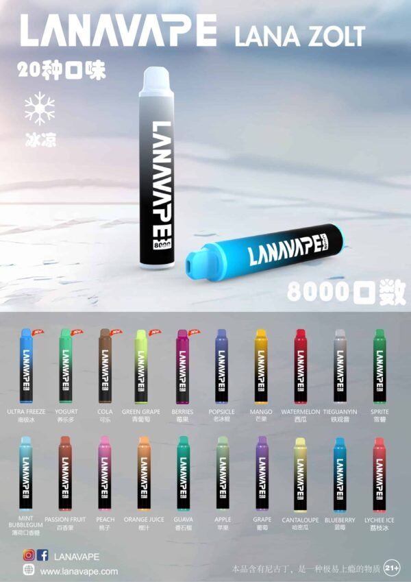 LANA 8000 PUFFS 拋棄式一次性電子煙 台灣電子煙推薦